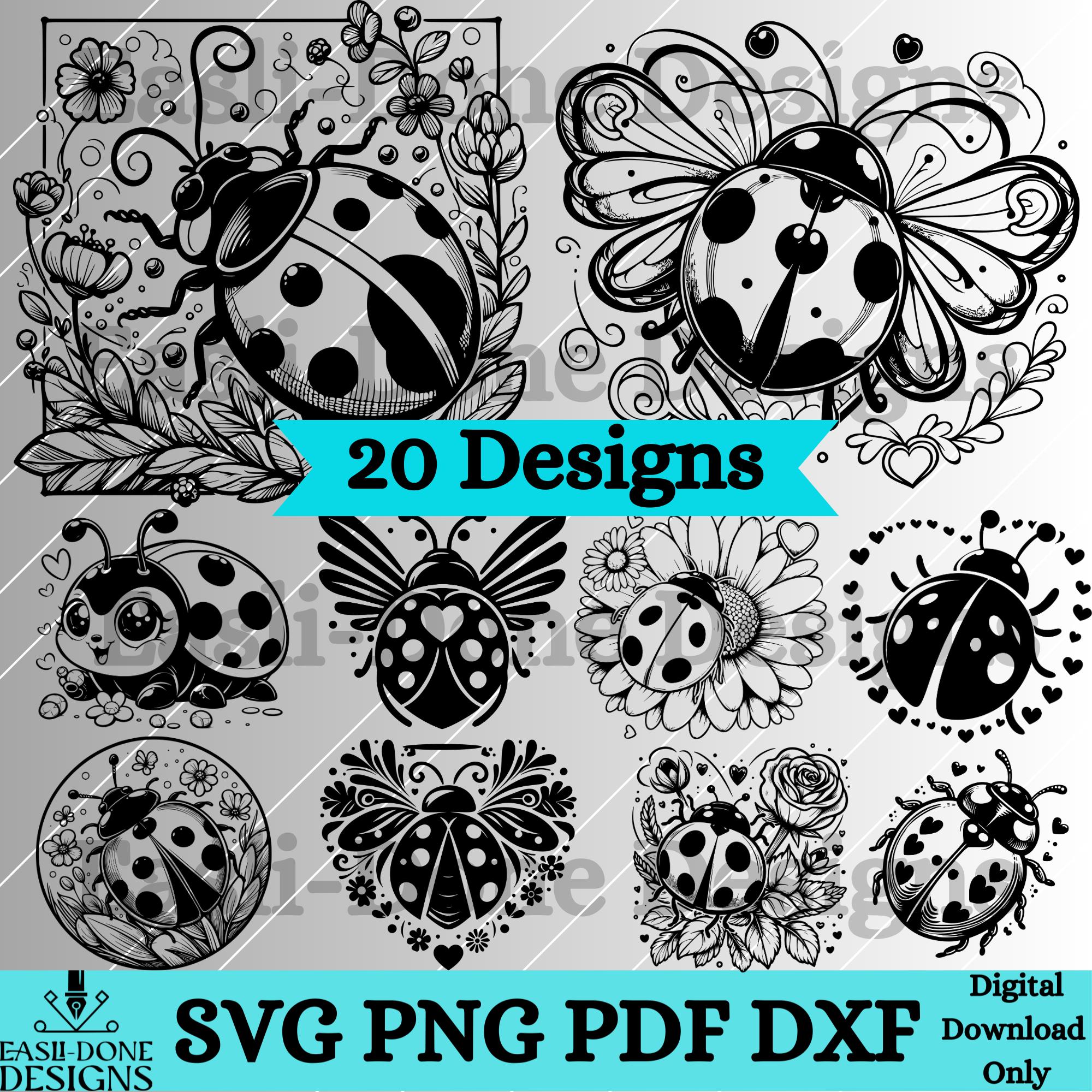 Ladybug SVG Clipart Bundle: 20 Lady Bug Designs (Digital Download)