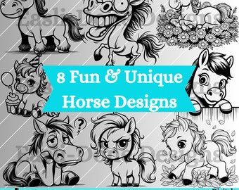Funny Horse Outline SVG Bundle: Embroidery, Laser Cut Files (Digital Download)