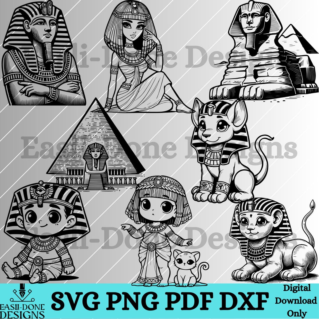 Egyptian Gods SVG Bundle: Anubis, Sphinx, Cleopatra (digital Download ...