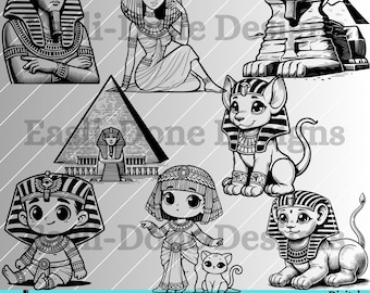Egyptian Gods SVG Bundle: Anubis, Sphinx, Cleopatra (Digital Download)