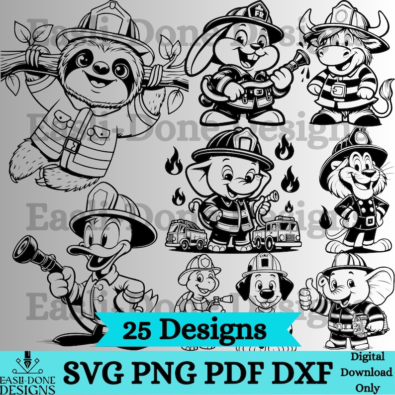 Fireman Animal SVG Bundle: Firefighter Clipart, Laser Cut Files ...