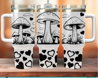 Mushroom Heart Tumbler Wrap SVG: 40oz Sublimation Design (Digital Download)