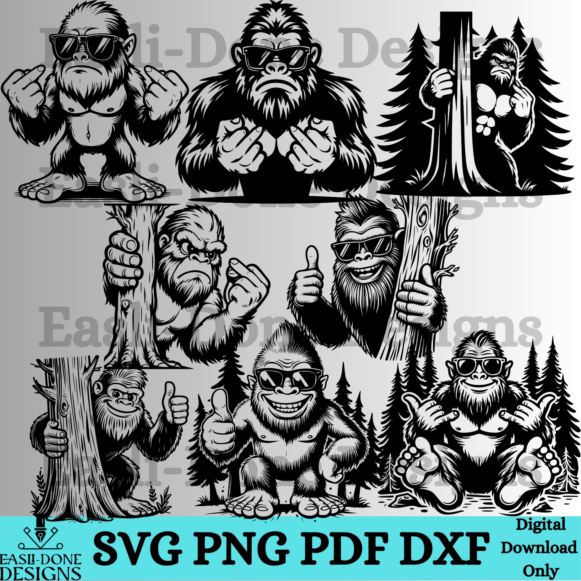 Funny Bigfoot SVG Bundle: Sarcastic Clipart, Laser Cut File