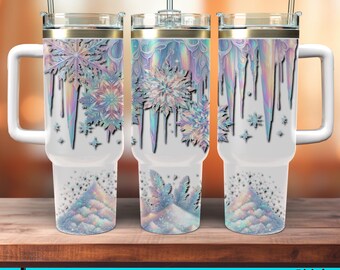 Pastel Icicle Snowflake 40oz Tumbler Wrap PNG (Digital Download)