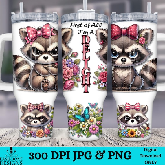 Sarcastic Raccoon 40oz Tumbler Wrap: Funny Animal Design (PNG JPG Digital Download)