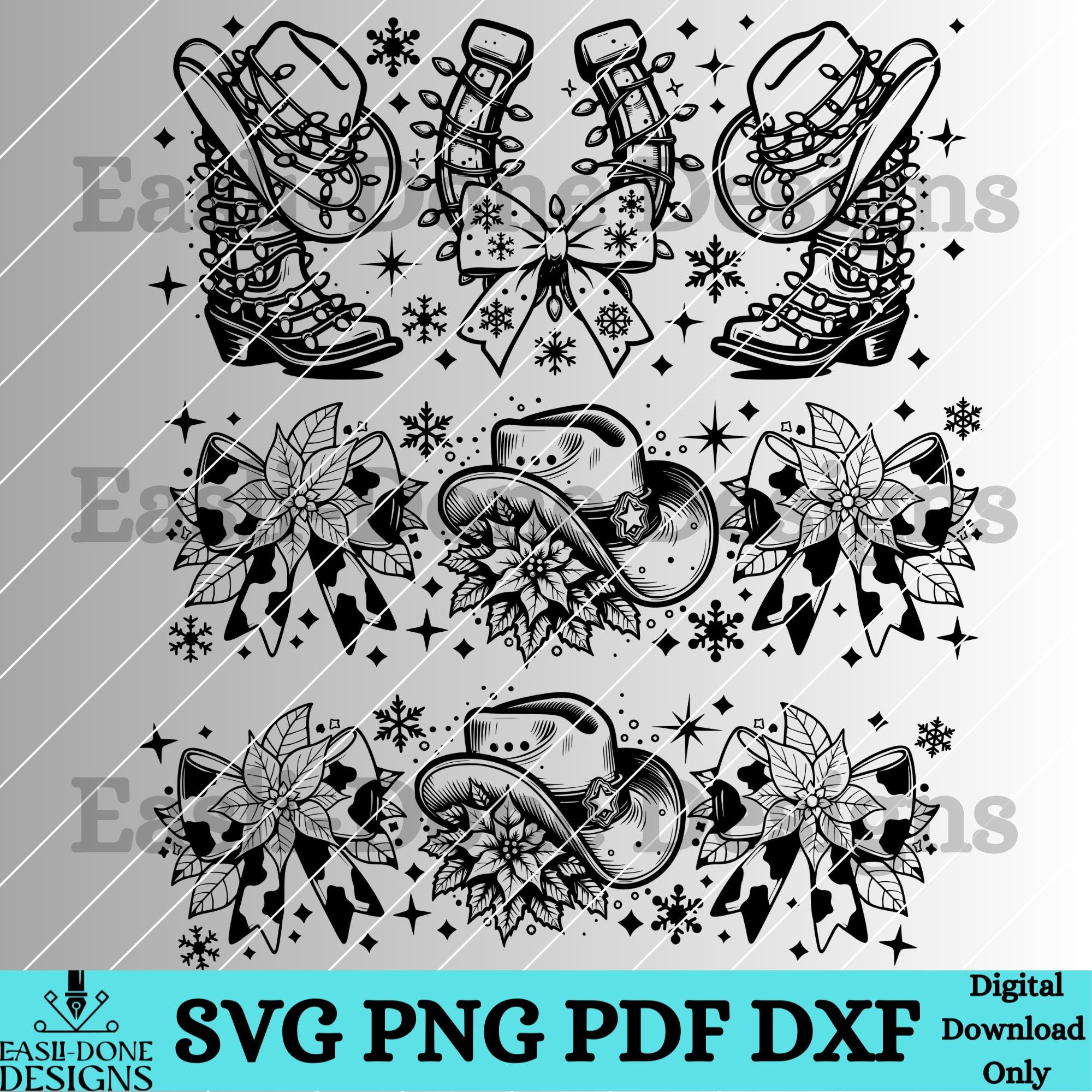 40oz Tumbler Wrap Western Christmas SVG PNG Dxf Pdf Files 40 Oz Cowboy ...