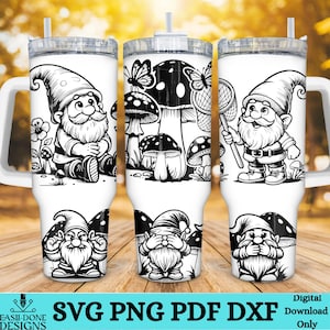 Mushroom Gnome Butterfly 40oz Tumbler Wrap SVG PNG (Digital Download)