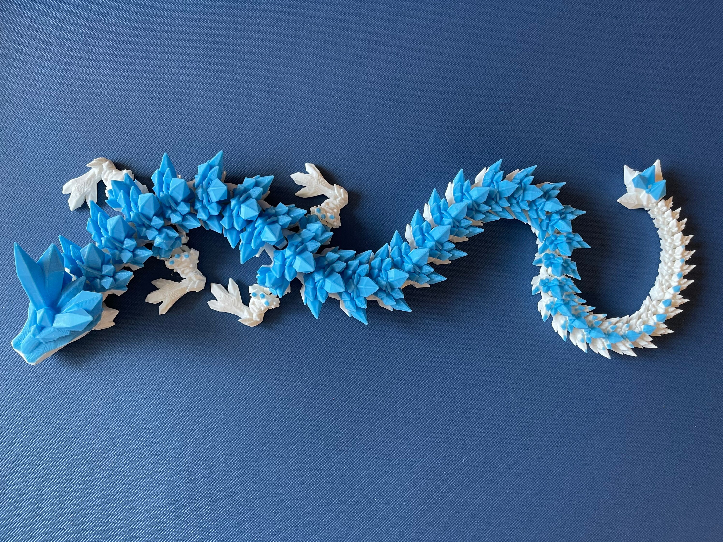 Two Color 3D Printed Dragon, Personalized Color, 24 Inch, by Cinderwing3d,  Articulated Flexi Fidget Toy 