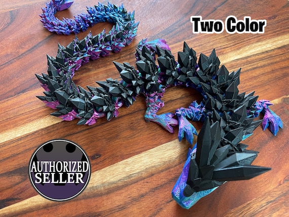 Two Color 3D Printed Dragon, Personalized Color, 24 Inch, by Cinderwing3d,  Articulated Flexi Fidget Toy 