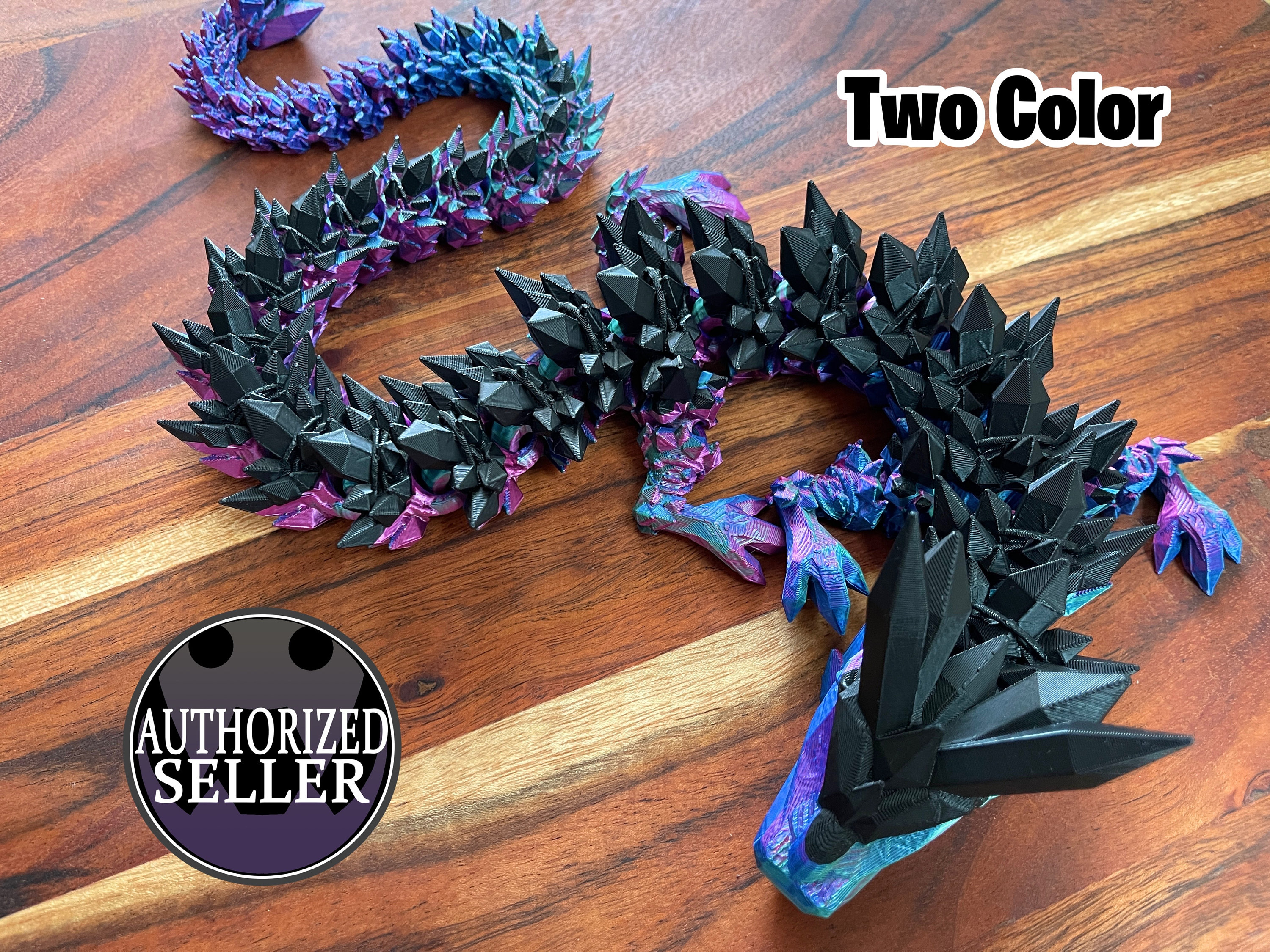 GIANT 3D Printed Crystal Dragon With Wings Articulated Fidget Desk
