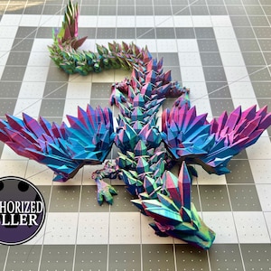 RIESIGER 3D-gedruckter Kristalldrache mit Flügeln - Gelenk Zappeln Schreibtisch Spielzeug Geschenk