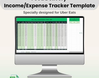 Uber Eats Spreadsheet Excel Template | Income, Expense & Mileage Tracker for Delivery Drivers