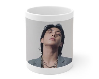 Jungkook Customized Mug, BTS Mug, Jk, Kpop merch, Ceramic Mug 11oz, Custom Gift for Army and K-Pop Fans, Jungkook Gift