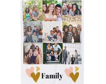 Customized Photo Velveteen Plush Blanket, Family Portrait, Blanket with text, Custom Picture, Friends Blanket, Personalized Gift to Family