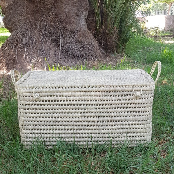 Malle de rangement en osier - Coffre et Panier de rangement en feuilles de palmier