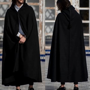 Moroccan winter silham, Black winter overcoat, Warm burnouse cape, Long winter overcoat, Gray cape, Cashmere winter cape