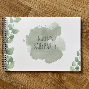 Babyparty Gästebuch personalisiert Babyshower Baby Dekoration Games DIN A4 Querformat Geschenk Spiel Buch Polaroidbild ausfüllen Spaß Party