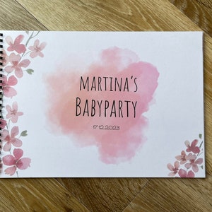 Babyparty Gästebuch personalisiert Babyshower Baby Dekoration Games DIN A4 Querformat Geschenk Spiel Buch Polaroid selber ausfüllen Geburt