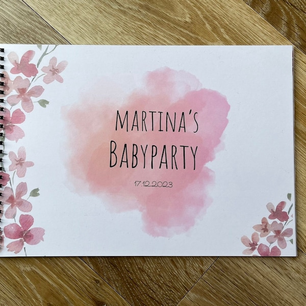 Baby shower guest book personalized baby shower baby decoration games DIN A4 landscape format gift game book polaroid fill out yourself birth