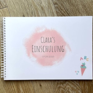 Gästebuch Einschulung personalisiert DIN A4 Querformat Geschenk Spiel Polaroid Bild selber Ausfüllen Ringbuch Schultüte Mädchen Kind Schule