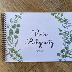Babyparty Gästebuch personalisiert DIN A4 Guestbook Babyshower Baby Buch Dekoration Baby Shower Spiele Querformat Geschenk Polaroid