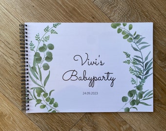 Babyparty Gästebuch personalisiert DIN A4 Guestbook Babyshower Baby Buch Dekoration Baby Shower Spiele Querformat Geschenk Polaroid