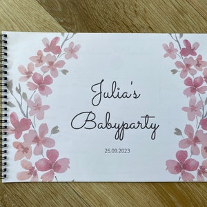 Babyparty Gästebuch personalisiert Babyshower Baby Dekoration Baby Shower DIN A4 Querformat Geschenk Spiele Buch Polaroid