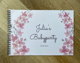 Babyparty Gästebuch personalisiert Babyshower Baby Dekoration Baby Shower DIN A4 Querformat Geschenk Spiele Buch Polaroid