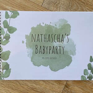 Babyparty Gästebuch personalisiert Babyshower Baby Dekoration Games DIN A4 Querformat Geschenk Spiel Buch Polaroidbild ausfüllen Spaß Party Bild 1