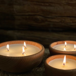 Runde Teigschale - Buchenholz - Naturwachs - Rustikale Teigschale - Geschenkkerze - Valentinstagsgeschenk