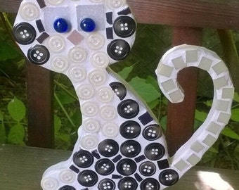 Unikat, Handgefertigte Mosaikfigur "Katze"