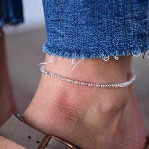 MIRAGE - Subtle Crystal Boho Anklet - Ankle Bracelet - Stretchy Anklet - Beaded Anklet - Beach Anklet - Czech Glass Beads
