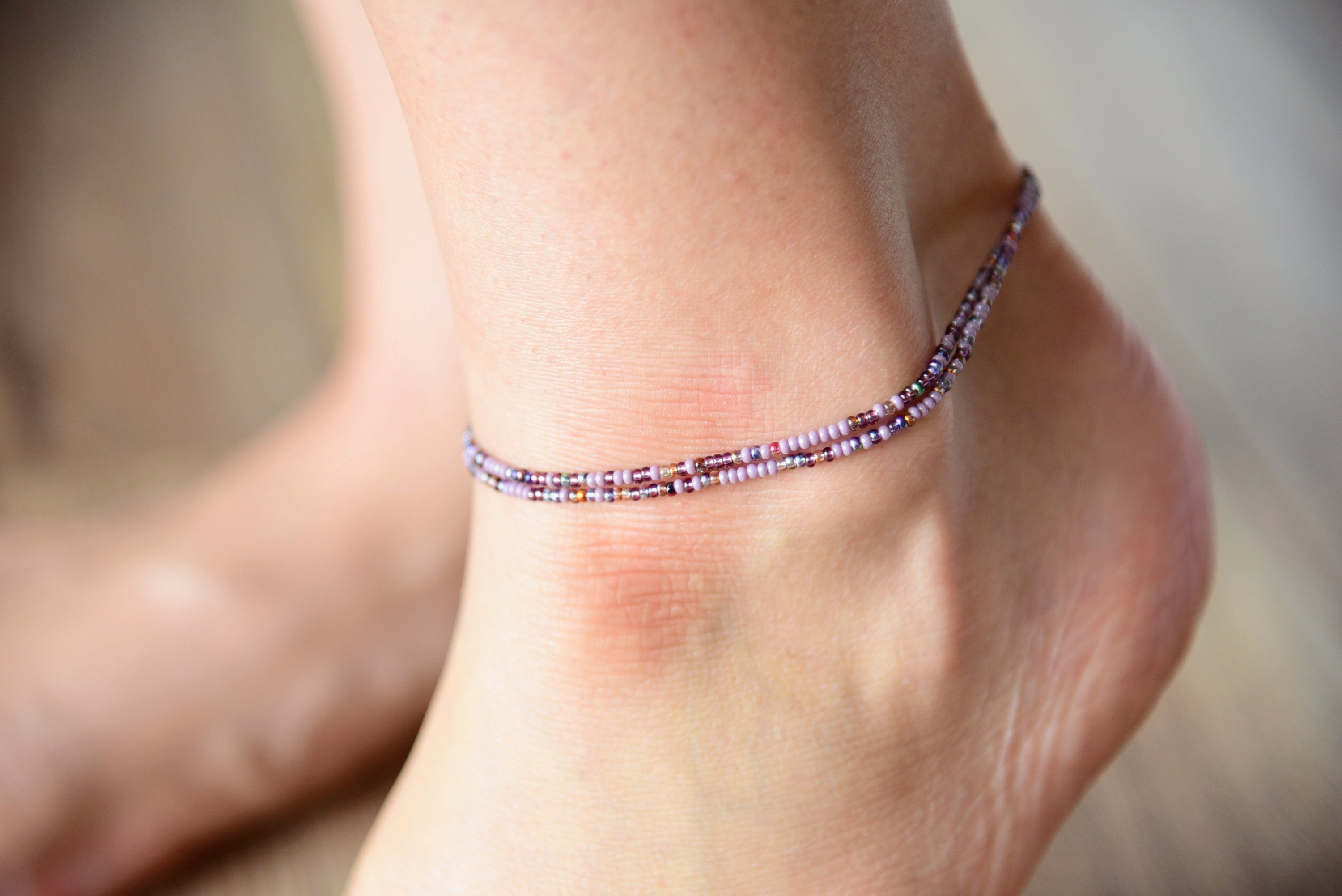 Purple Anklet Etsy