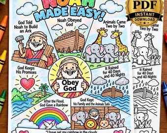 Noah-Kinderleitfaden | Noah-Bibellektion | Noah leicht gemacht | Kinderaktivitäten für die Kinderbibelwoche | Sonntagsschullektion | Die Geschichte von Noah aus der Bibel