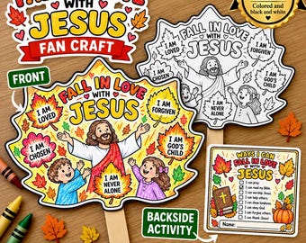Bastelidee: Verliebe dich in Jesus! – Christliche Herbst-Malvorlage für Kinder, Sonntagsschul-Bastelvorlage