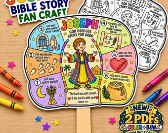 Joseph Bible Craft | Joseph Bible Story Fan Craft Printable | Sunday School Lesson | Christian Kids Activity PDF