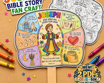 Joseph Bible Craft | Joseph Bible Story Fan Craft Printable | Sunday School Lesson | Christian Kids Activity PDF