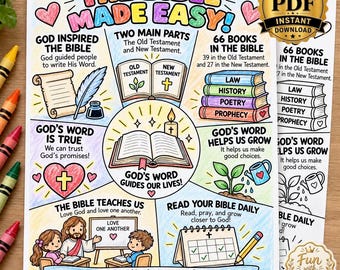 Bible Facts for Kids Activity | Made Easy Bible Coloring Page for Kids | Christian Bible Facts Printable | Children’s Bible Study Guide