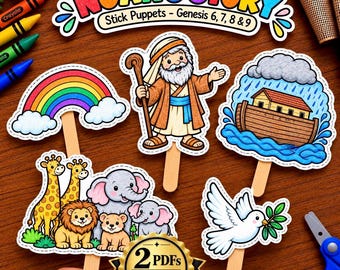 Bastelidee zur Arche Noah | Aktivität zur Arche Noah | Kinderprogramm für die Kinderbibelwoche | Sonntagsschullektion | Bastelidee für Vorschulkinder | Stabpuppen zur Arche Noah