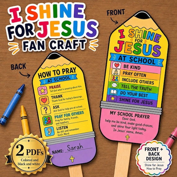 Back to School Craft | I Shine for Jesus at School | Christian Back to School | Sunday School Coloring Activity PDF | VBS Craft for Kids