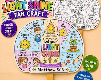 Bricolage « Que ta lumière brille » | Coloriage du verset biblique Matthieu 5:16 (Téléchargement numérique)