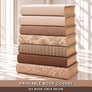 Light Academia Vintage Book Stack Covers | 8 Linen & Botanical Decorative Paper Printables