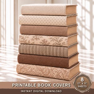 Light Academia Vintage Book Stack Covers | Earthy Neutral Decor (Digital Download)