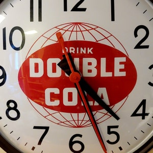 1950s Double Cola Vintage Advertising Electric Wall Clock from VintageIndustrialLA on Etsy