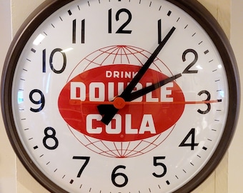 1950s Double Cola Vintage Advertising Electric Wall Clock with Ingraham Movement--Nearly Mint Condition!