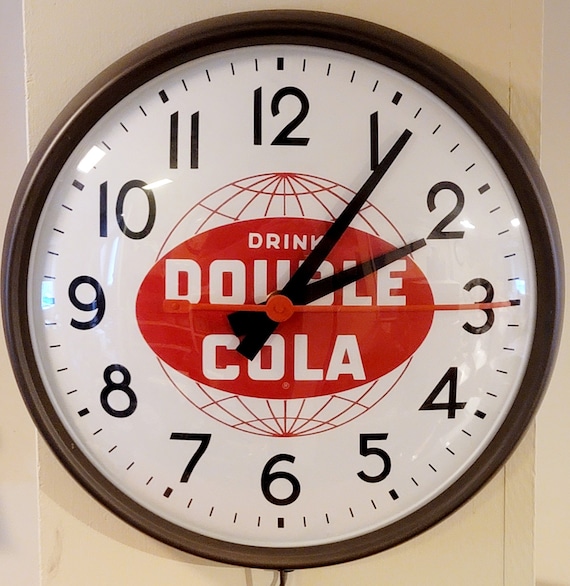 1950s Double Cola Vintage Advertising Electric Wall Clock with Ingraham Movement--Nearly Mint Condition!