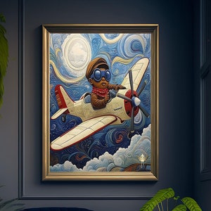 Red Tail, Tuskegee Airmen, arte dei bambini neri, mese della storia dei neri, gioia dei bambini neri, arte per bambini, download digitale, biglietto di auguri, idea regalo