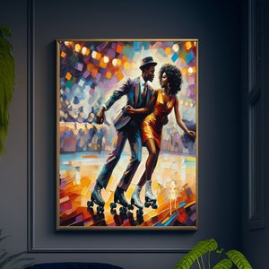 Roll Bounce, afdrukbare muurkunst, danskunst, zwarte Amerikaanse kunst, rolschaats, digitale download, wenskaart, cadeau