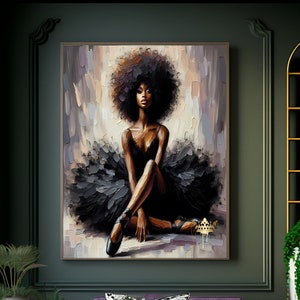 Schwarze Ballerina, schwarze Ballerina Kunst, Ballettkunst, digitaler Download, Wandkunst, Grußkarte, schwarze Frau Kunst, Tanzkunst, Geschenk
