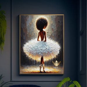 Lago dos Cisnes, Bailarina Negra, Arte de Balé, Download Digital, Arte de Parede, Cartão de Felicitações, Arte de Mulher Negra, Arte de Dança, Presente